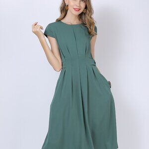 High-end rayon silk plus-size women's dress with pockets of silk